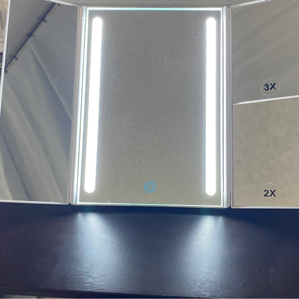 Plum Beauty Tri-Fold LED 1x, 2x, 3x Magnifying Mirrors